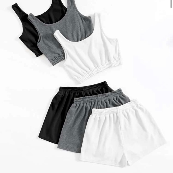 SHEIN Other - White Two Piece Lounge Sweat Shorts and Tank Top Outfit